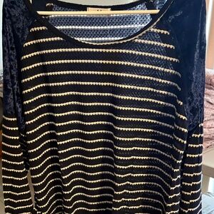Navy blue and cream striped shirt